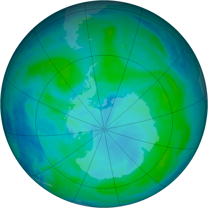 Antarctic ozone map for 24 January 2000
